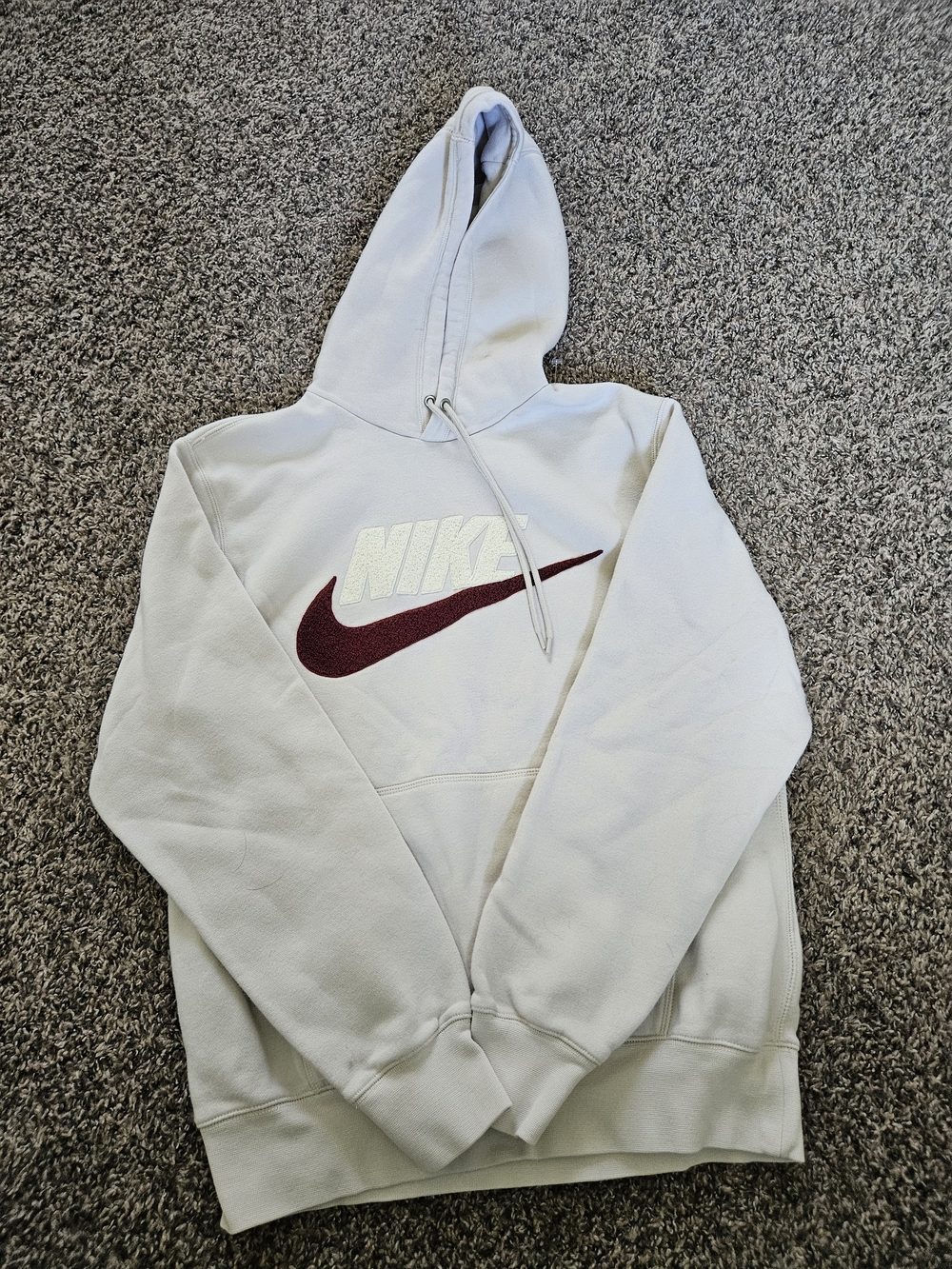 Nike Cream Hoodie with Maroon Swoosh